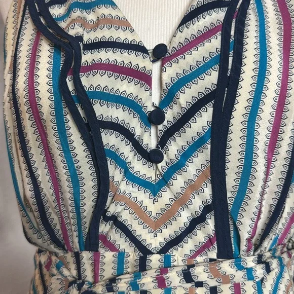 ANTHROPOLOGIE GIRLS FROM SAVOY GULL WING STRIPED SLEEVELESS SILK DRESS - Picture 3 of 15